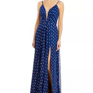 Aqua Navy and Gold Gown